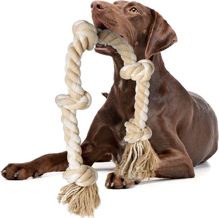 Dog Rope Toys for Large/Medium Aggressive Chewers, Tough Cotton Chew Toy, 3 Feet 5 Knots Indestructible, Tug of War Dog Pull Rope Teeth Cleaning