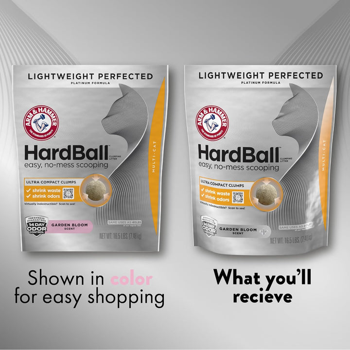 Hardball Lightweight Platinum Multi-Cat Clumping Cat Litter Odor Control, Easy No-Mess Scooping, Garden Bloom Scent, 16.5 Lbs.