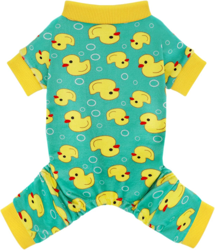 Dog Pajamas Onesie: Comfortable Four-Legged Apparel for Small, Medium, & Large Dogs, Polyester Material for Comfort, Wrinkle Resistance, Moisture Wicking, and Stretchiness Yellow Duck S