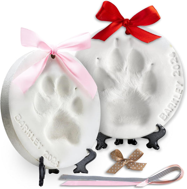 Pet Paw Print Impression Kit Makes (2) Dog Keepsake Ornaments, Inkless Paw Print Kit for Dogs (And Cats!) - Dog Paw Print Kit Keepsake, New Puppy Gift, Pawprint Keepsake Kit W/Paints & Name Stamps!