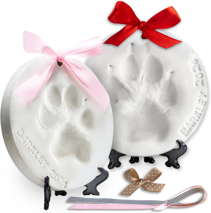 Pet Paw Print Impression Kit Makes (2) Dog Keepsake Ornaments, Inkless Paw Print Kit for Dogs (And Cats!) - Dog Paw Print Kit Keepsake, New Puppy Gift, Pawprint Keepsake Kit W/Paints & Name Stamps!