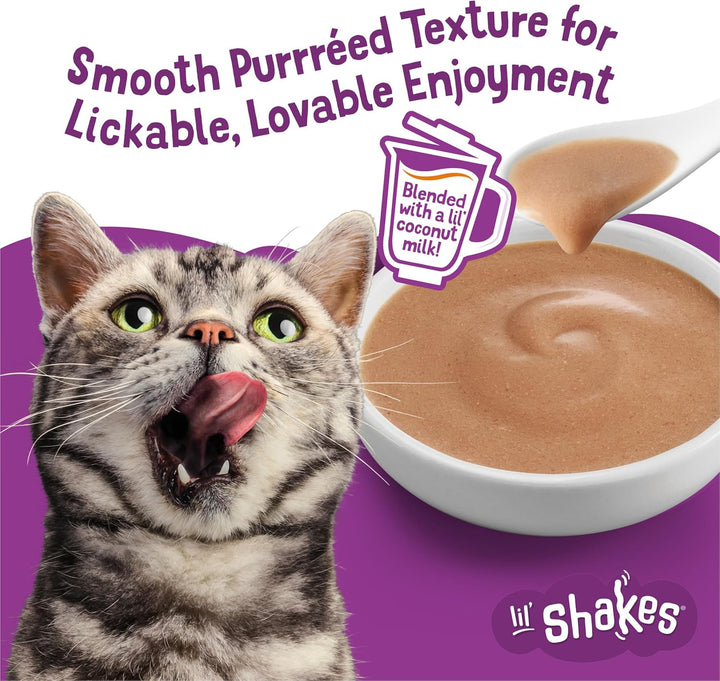 Purina  Pureed Cat Food Topper, Lil’ Shakes with Enticing Chicken Lickable Cat Treats - (Pack of 16) 1.55 Oz. Pouches