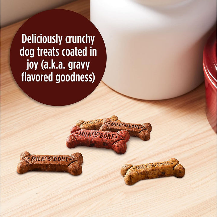 Gravy Bones Dog Treats with 4 Savory Meat Flavors Coated in Gravy, 7 Pound