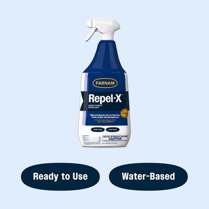 Repel-X Insecticide & Repellent Water-Based Fly Spray for Horses, Dogs and Premises, 32 Ounces