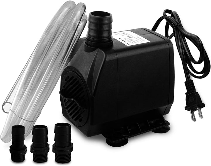 400GPH Submersible Pump with 5 Ft Tubing, (1500L/H 25W) Durable Fountain Water Pump for Pond Fountain, Aquariums Fish Tank, Statuary, Hydroponics