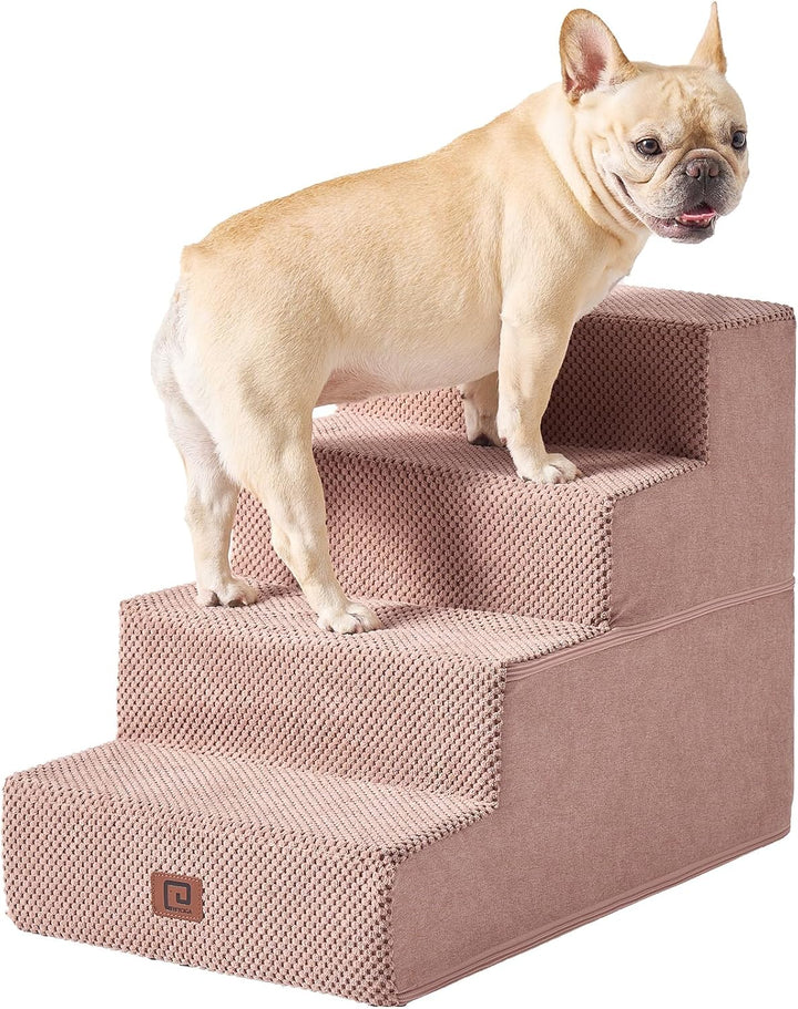 Dog Stairs for Bed 18" H, 4-Step Dog Steps for High Bed, Pet Steps for Small Dogs and Cats, Non-Slip Balanced Pet Ramp Indoor, Grey