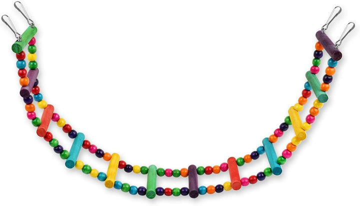 Bird Ladder Toys Coloured Flexible Parrot Swing Bridge Wooden Cockatiel Cage Hanging Climbing Ladder (39 in (16 Steps))