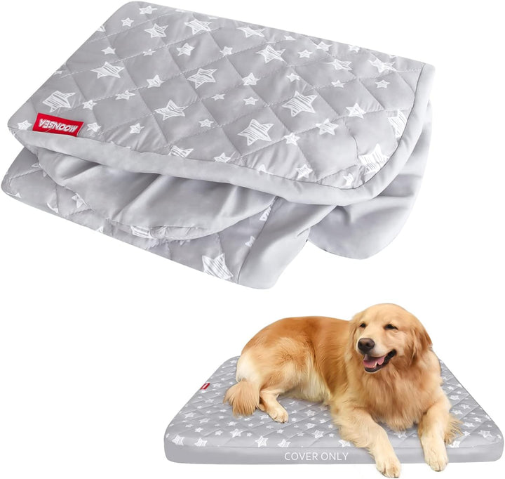 Waterproof Dog Bed Covers Replacement Washable Pet Hair Easy to Remove, Noiseless Quilted Puppy Pet Bed Cover Lovely Grey Star Print 27X36 Inches, for Dog/Cat, Cover Only