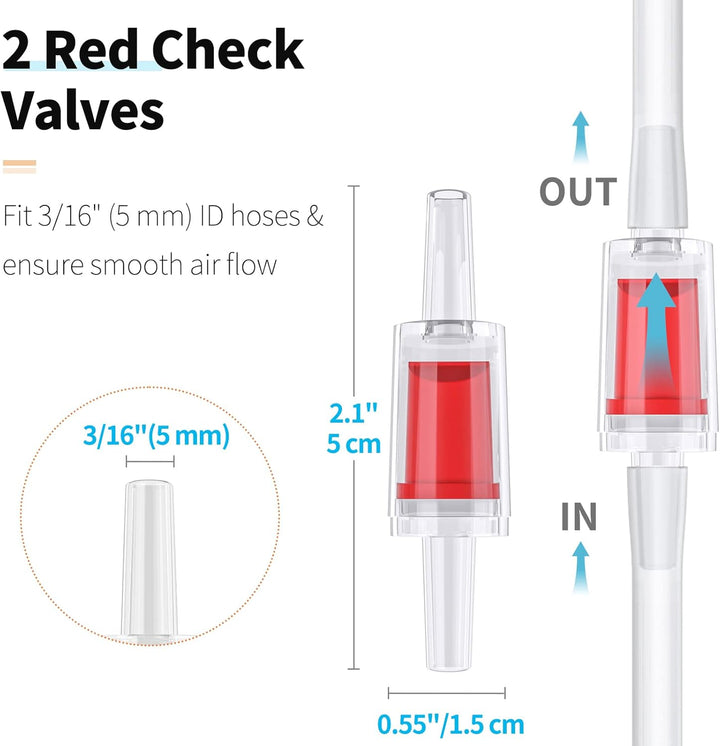 13 Feet Airline Tubing Standard Aquarium Air Pump Accessories with Air Stones, Check Valves, Suction Cups and Connectors
