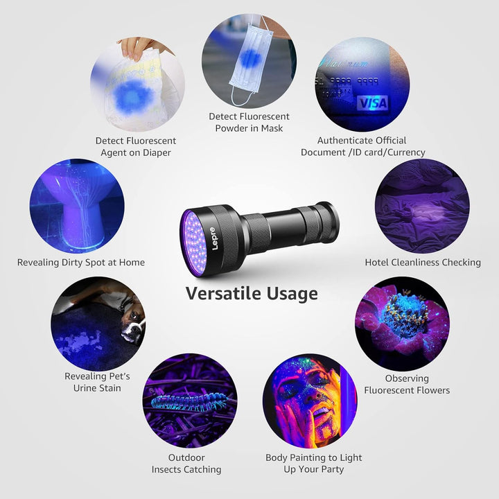 51 Leds UV Light Handheld Blacklight, UV Flashlight Black Light, 395Nm Detector for Pet Urine, Stains, Bed Bug and Scorpions, Battery Not Included