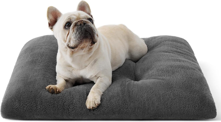 Washable XL Dog Bed for Crate for Extra Large Dogs, Comfort Fluffy Plush Pet Pillow Bed Kennel Pad with Non-Slip Bottom, Machine Washable Pet Sleeping Mat, 41"X27", Gray