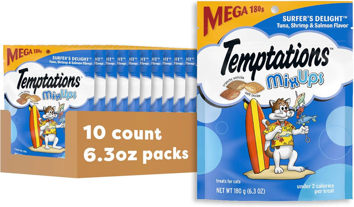 Mixups Surfer'S Delight Flavor Crunchy and Soft Cat Treats, 16 Oz. Tub