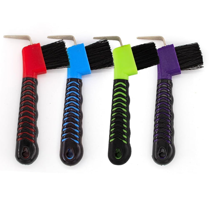 Stiff Bristled Horse Hoof Pick Brush with Soft Rubber Handle, Portable (2PCS, Random Color)