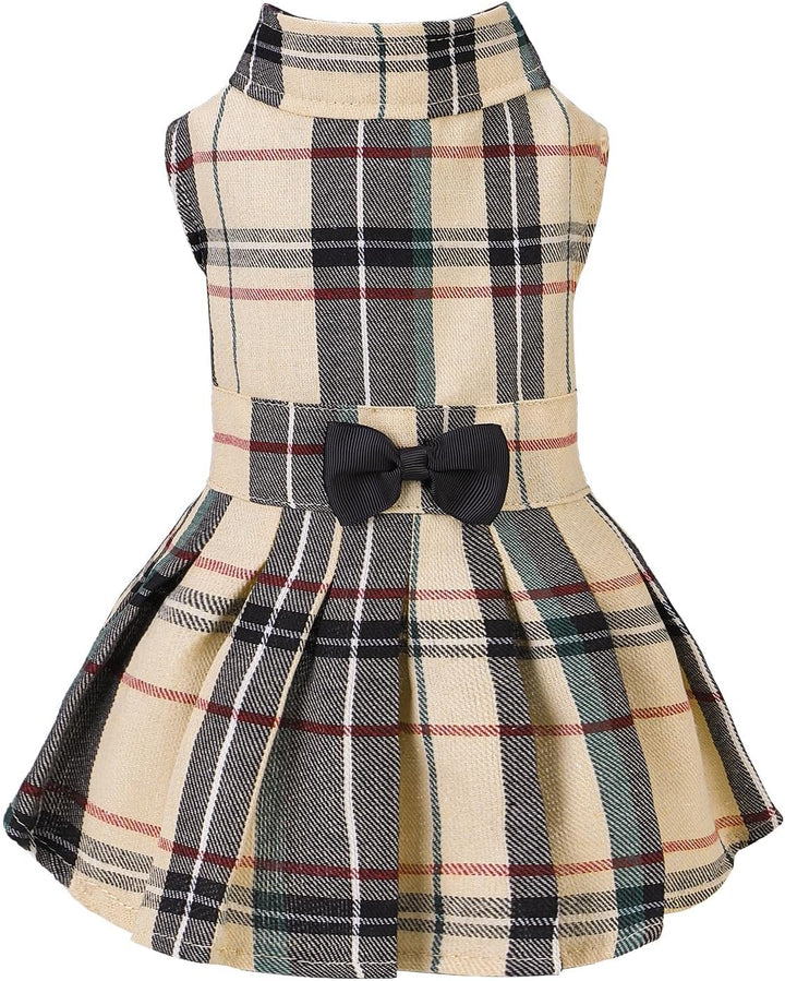 Classic Plaid Dog Dress Cute Puppy Clothes Outfit Medium