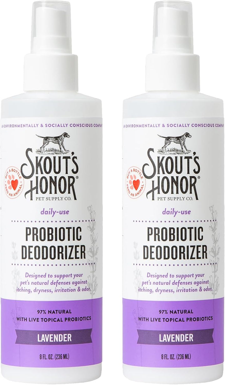 Probiotic Pet Deodorizer Spray- Hydrating Daily-Use with Avocado Oil & Omega-3S, Microbiome Friendly Certiified, Paraben & Sulfate-Free, 97% Natural, 8Oz, Dog of the Woods