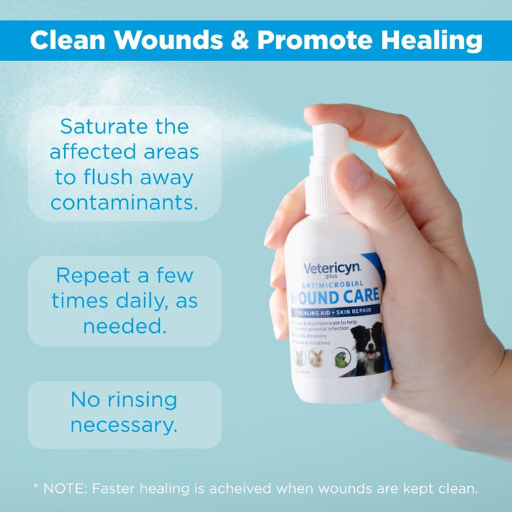 plus Dog Wound Care Spray | Healing Aid and Skin Repair, Clean Wounds, Relieve Dog Skin Allergies, Safe for All Animals. 3 Ounces