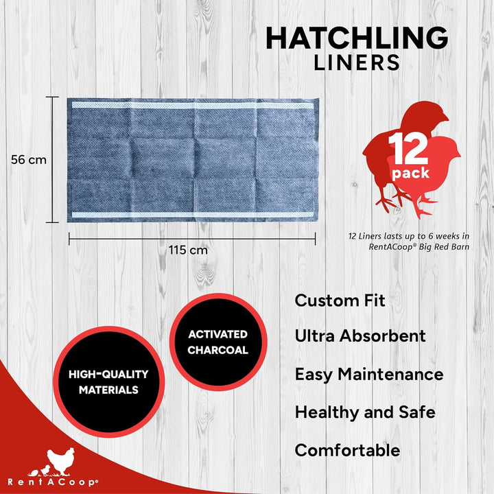 Hatchling Liners for Big Red Barn Pack of 12 - Odor-Control Chick Brooder Pads - Absorbent, Leakproof Bedding for Baby Chicks, Ducklings, and More (Big Red Barn Pack of 12)