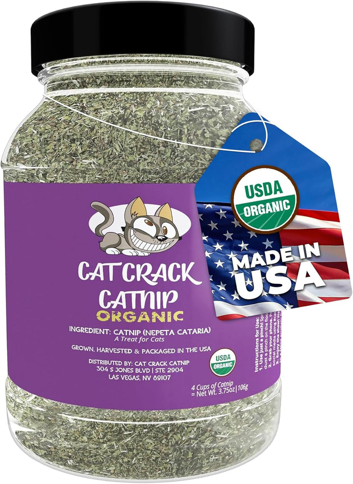 Organic Catnip, 100% Natural Cat Nips Organic Blend That Energizes and Excites Cats, Used for Cat Play, Training, & New Catnip Toys (1 Cup)