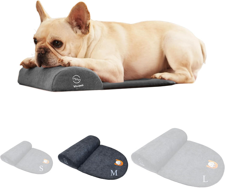 Dog Bolster Pillow for Large Dogs, Benefit for Cervical Vertebra and Neck, Easy to Carry When Traveling, with High Resilience Foam, Machine Washable Cover＆Easy to Clean (Dark Gray, Large)