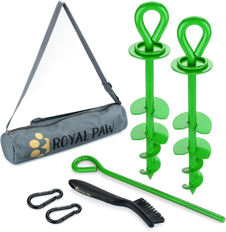 ROYAL-PAW Dog Tie Out Stake - for Large Dogs up to 210 Lbs - Heavy Duty Dog Stake for Yard, Beach & Camping outside - Best in Ground Anchor for a Dog Cable, Leash, Lead Tether (1, Midnight Black)