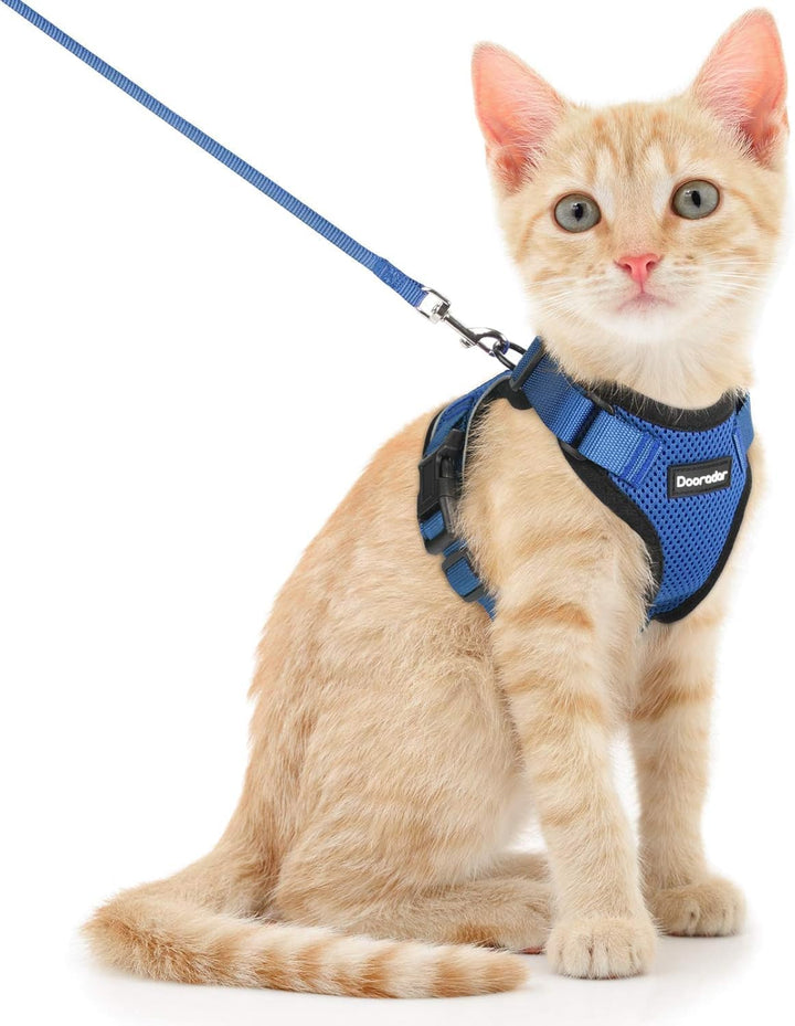 Cat Harness and Leash Set, Escape Proof Safe Adjustable Kitten Vest Harnesses for Walking, Easy Control Soft Breathable Mesh Jacket with Reflective Strips for Cats, Pink, XS