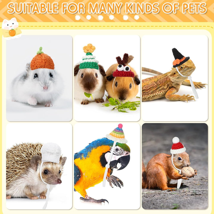 12 Pcs Hamster Hats Mini Hats for Snakes Small Animals Guinea Pig Hamster Bibs Clothes for Lizards Bearded Dragons Holiday Party Costume Accessories(Classic)