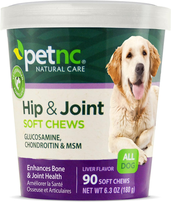Hip & Joint Health Supplement for Dogs (90 Chews), Glucosamine Chondroitin MSM Dog Chews with Hyaluronic Acid, Liver Flavored Bone & Joint Support Supplement, for All Breeds