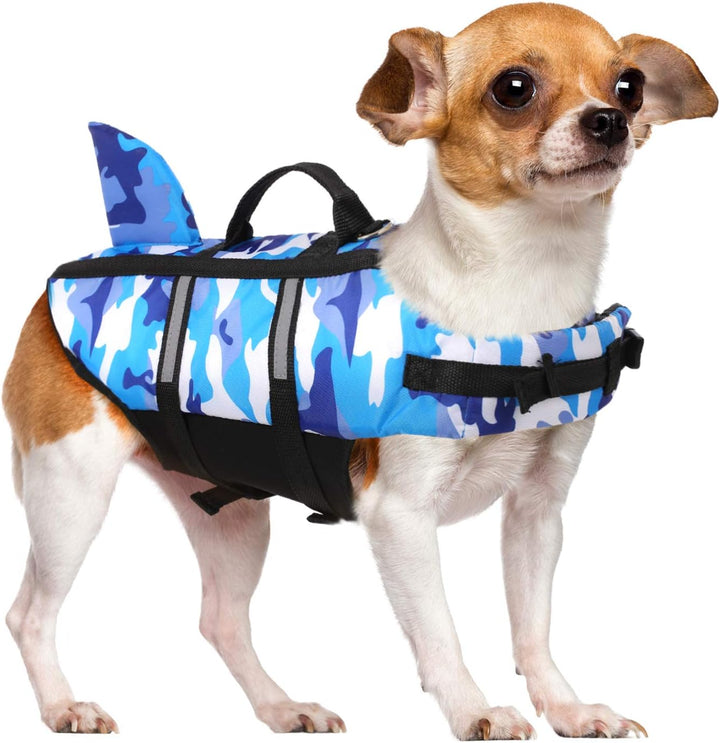 Ripstop Dog Life Jacket Shark Life Vest for Dogs, Safety Lifesaver with High Buoyancy and Lift Handle for Small and Medium Breeds（Rose Red XS）