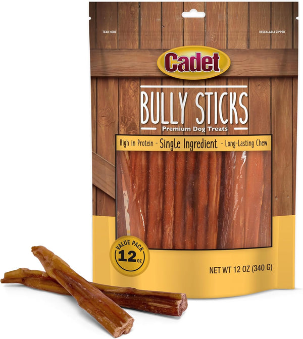 Bully Sticks for Small Dogs – All-Natural Beef Pizzle, High Protein, Low Fat, Long-Lasting, Grain & Rawhide-Free Dog Chews for Aggressive Chewers, Small (12 Ounce)