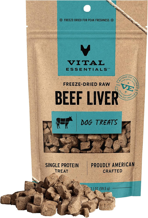 Beef Liver Dog Treats, 2.1 Oz | Freeze-Dried Raw | Single Ingredient | Premium Quality High Protein Training Treats | Grain Free, Gluten Free, Filler Free