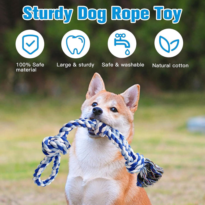 Dog Rope Toys 2 Nearly Indestructible Dog Toys for Medium to Large Breed, Dental Cleaning Chew/ Tug Toy for Boredom, Dog Grinding Teeth for Aggressive Chewers