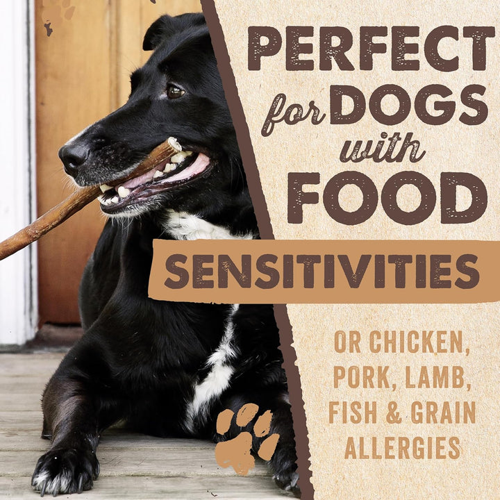 Long Lasting 12" Bully Sticks for Dogs - All Natural Grass Fed Beef Chews. Lower Odor Dog Bully Sticks for Large Dogs, Medium and Small Breeds. Single Ingredient Treats