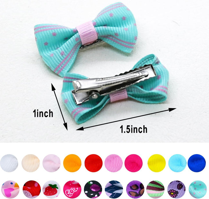 40PCS Dog Hair Bows with Clips 1.5Inch Girl Small Dog Apparel Accessories for Pet Puppy Cat Kitten Rabbit Hair Bows Clips