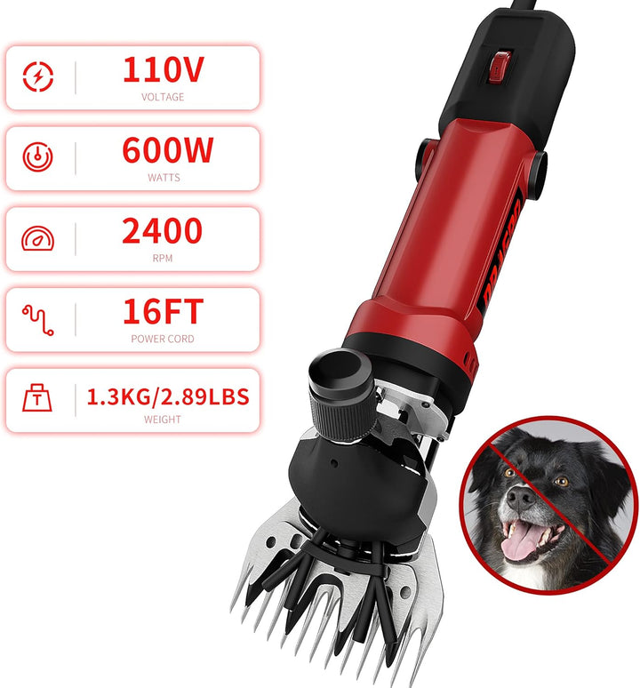 Sheep Clippers 600W, Professional Animal Shearing Machine, Farm Livestock Grooming Kit, Heavy Duty Electric Clippers for Thick Coat Animals (Sheep Clippers-600W)
