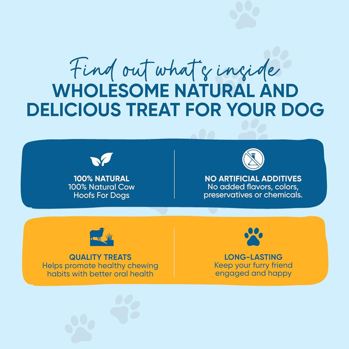 | Hooves for Dogs (25 Count) | 100% Natural Long-Lasting Beef Dog Treats Made from Beef Hoof | from Free Range, Grass Fed Cattle with NO Additives, Coloring or Chemicals.