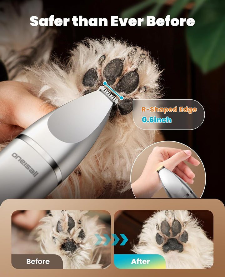 4 in 1 Dog Grooming Kit with LCD Display, Dog Hair Trimmer for Paw Nail Grinder, Rechargeable Cordless Low Noise IPX7 Waterproof Pet Clippers