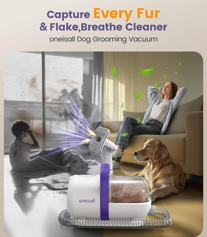 Dog Hair Vacuum & Dog Grooming Kit/Low Noise Dog Grooming Vacuum12Kpa,Dog Vacuum for Shedding Grooming for Pet Hair&Home Cleaning