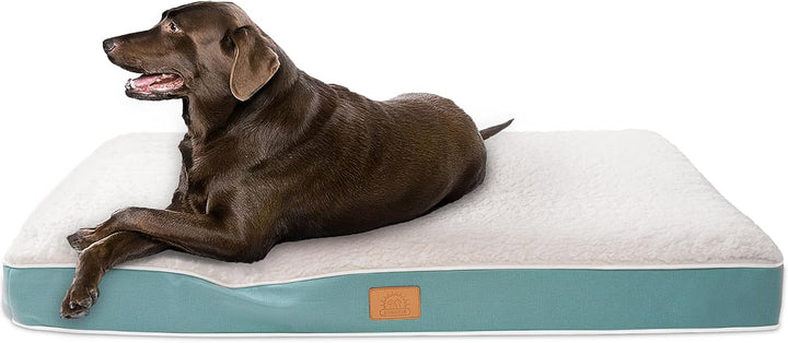 Orthopedic Dog Bed for Large Dogs - Big Waterproof Dog Crate Bed with Removable Washable Cover, Egg Crate Foam Support, Anti-Slip Bottom, Deluxe Plush Pet Bed Mat (Grey)