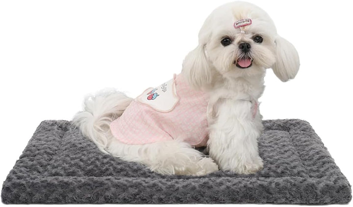 Washable Dog Bed Mat Reversible Dog Crate Pad Soft Fluffy Pet Kennel Beds Dog Sleeping Mattress for Large Jumbo Medium Small Dogs, 35 X 22 Inch, Gray