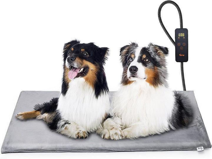 Small Pet Heating Pad, 6 Adjustable Temperature Dog Cat Heating Pad with Timer, Waterproof Heated Cat Bed with Chew Resistant Cord, Indoor Electric Pet Heated Mat 18X16In