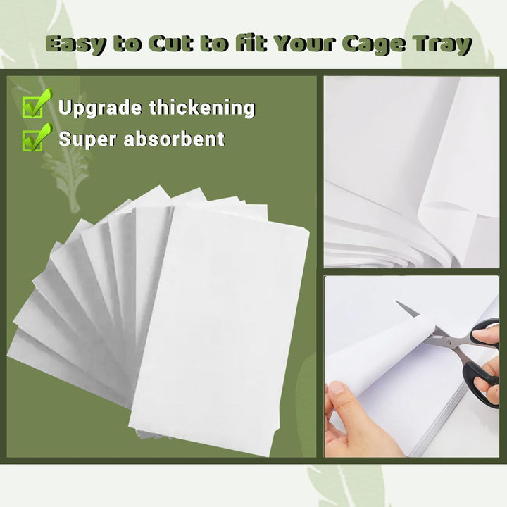 120 Pcs Bird Cage Liner Papers Big Size Cage Paper Liners Disposable Cage Paper Liners Precut Absorbent Cushion Pad Mat Accessories for Pet Bird Parrot