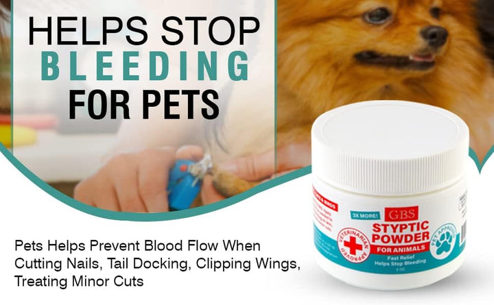 5 Oz Styptic Powder for Dogs, Cats & Birds Stops Bleeding– Quick Blood Clotting for Nail Clipping, Minor Cuts, Tail Docking & Wing Clipping – Pet First Aid Hemostatic Powder with Sealed Top & Scoop