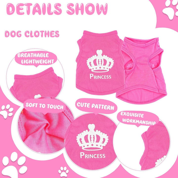4 Pieces Dog Clothes for Small Dogs Girl Summer Soft Puppy Shirt Cute Chihuahua Teacup Dog Clothes Female Dog Shirts Breathable Pet Clothing Pink Girl Doggie Clothes (Xx-Small)