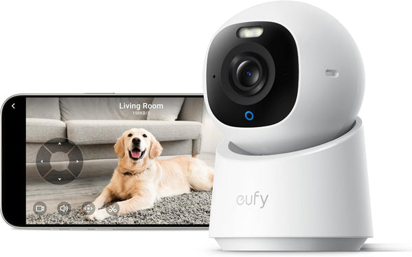 Eufy Indoor Cam E30, Latest Generation, 4K UHD Security Camera, Pet/Dog/Baby Camera with Phone App, Color Night Vision, Human/Pet Auto Tracking, 360 Pan-Tilt, Works with Homekit