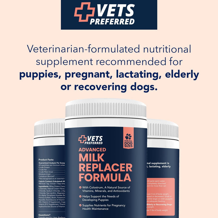 Puppy Milk Replacement Formula - Dog Milk Replacer Powder Supplement for Pregnant, Lactating, Aging Dogs - Enriched with Colostrum - Nutritious Nursing Formula for Puppies - 12 Oz