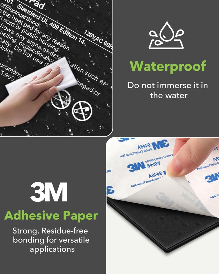 Reptile Heat Pad 6"X8" 8W for 10-20Gal under Tank Terrarium Heating Mat Waterproof for Turtle, Lizard, Frogs, Snake, Hermit Crab