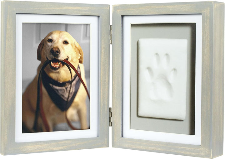 Pet Paw Print Photo Frame with Clay Imprint Kit - Wooden Pet Paw Print Frame, DIY Memorial Keepsake for Cats and Dogs, No Mess Clay for Perfect Pawprints, Ideal Home Decor and Gift, Black