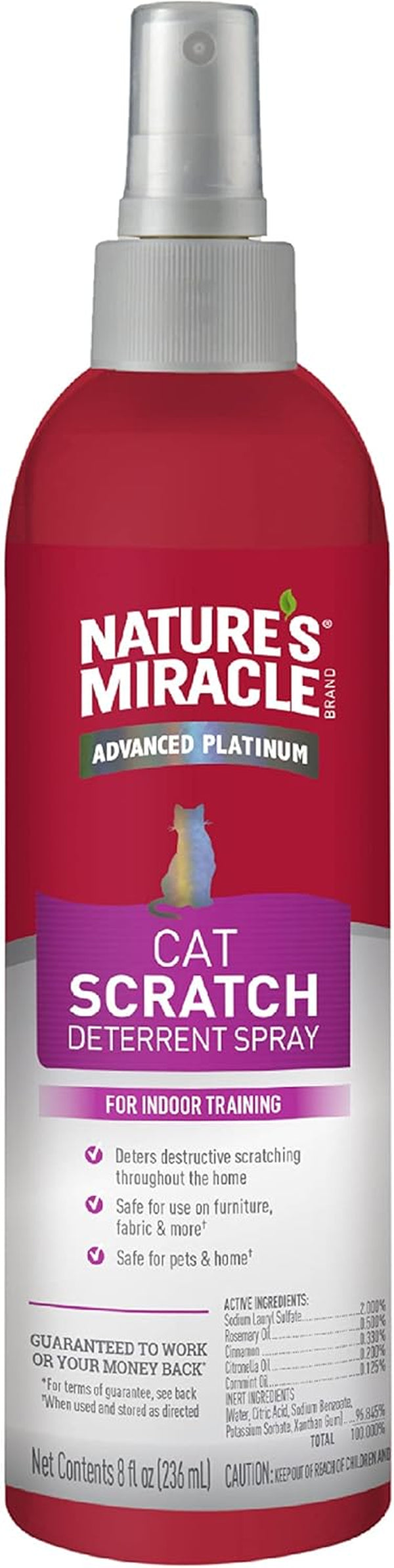Advanced Platinum Cat Scratch Deterrent Spray, 8 Ounces, Discourages Destructive Scratching