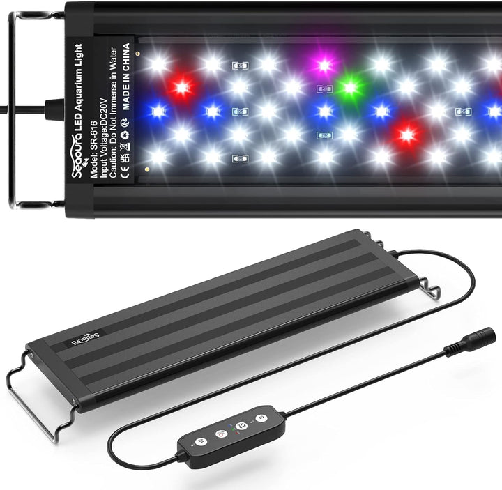 Led Aquarium Light for Plants-Full Spectrum Fish Tank Light with Timer Auto On/Off, 18-24 Inch, Adjustable Brightness, White Blue Red Green Pink Leds with Extendable Brackets for Freshwater