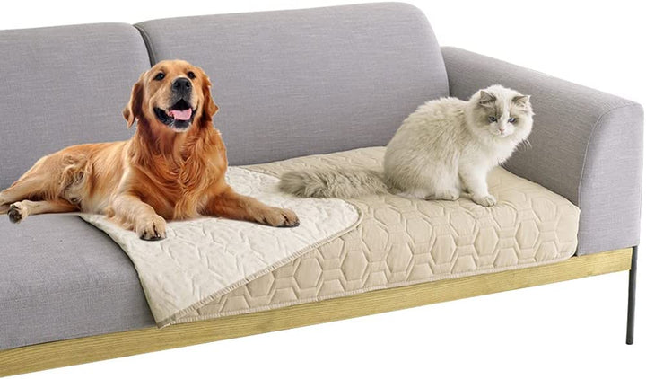 Waterproof and Anti-Slip Dog Bed Cover and Pet Blanket Sofa Pet Bed Mat ，Car Incontinence Mattress Protectors Furniture Couch Cover for Most Cats Dogs, Pets（52X82-Ivory）